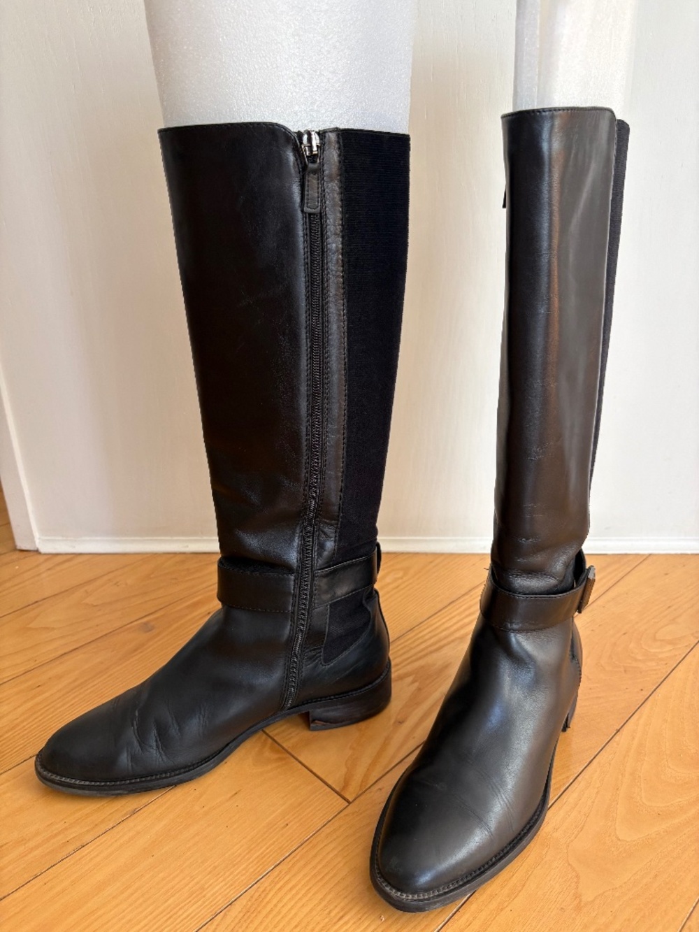 Aquatalia Black Leather Weatherproof Equestrian Quiet Luxury High Boots Sz 8.5
